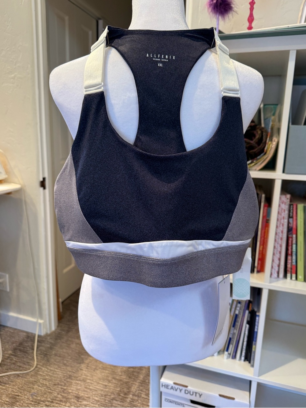 Allfenix Women's Navy & Gray Adjustable-Strap Performance Workout Top